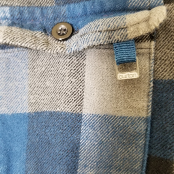 BURTON blue gray flannel long sleeve button down shirt - Picture 5 of 8
